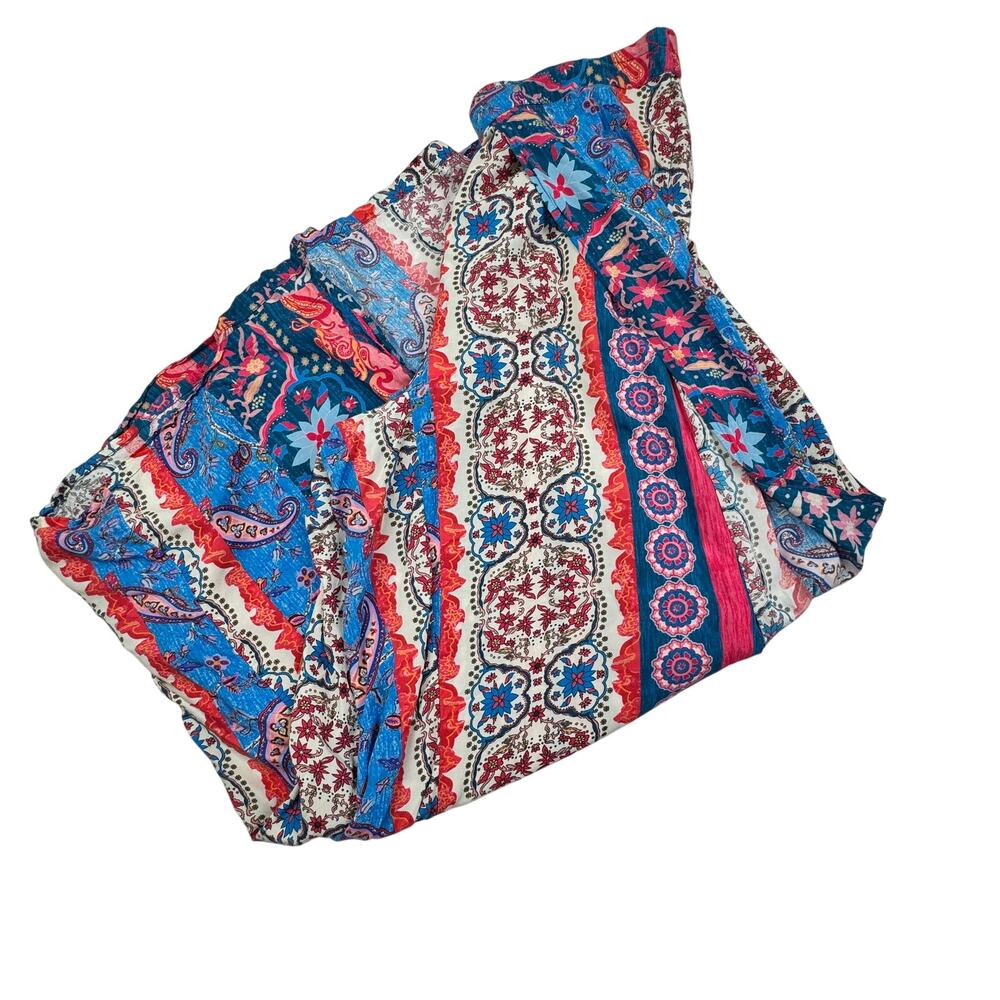 Soft Surroundings Boho Floral Paisley Lightweight Wide Leg Pants Women's Size M